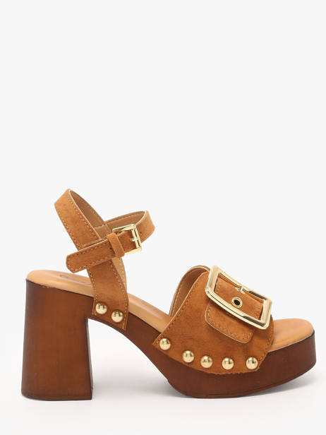 Sandales à Talon Sagonne En Cuir Coco abricot Marron women V3123C