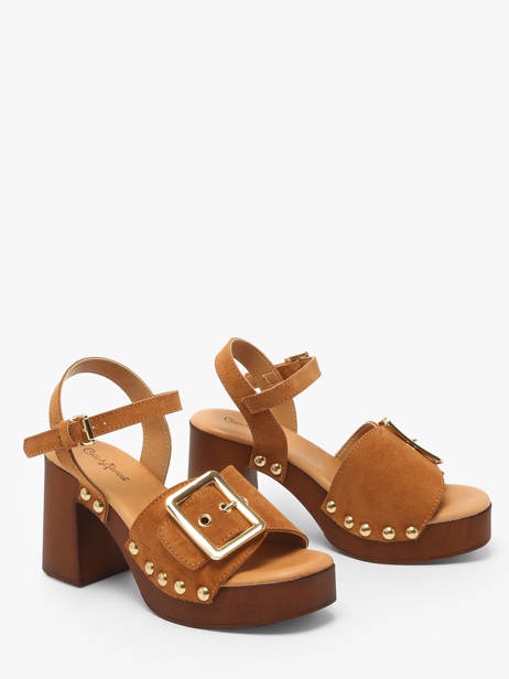 Sandales à Talon Sagonne En Cuir Coco abricot Marron women V3123C vue secondaire 1