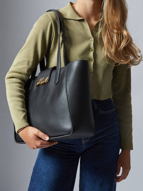 Sac Porté épaule K Signature Cuir Karl lagerfeld Noir k signature A3W30133 vue secondaire 1