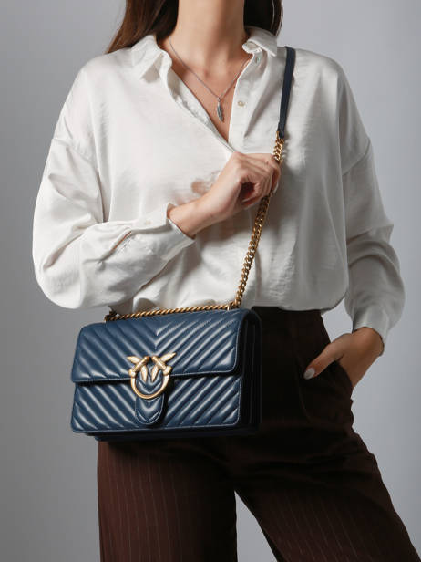 Sac Bandoulière Love Bag Quilt Cuir Pinko Bleu love bag quilt A0GK vue secondaire 1