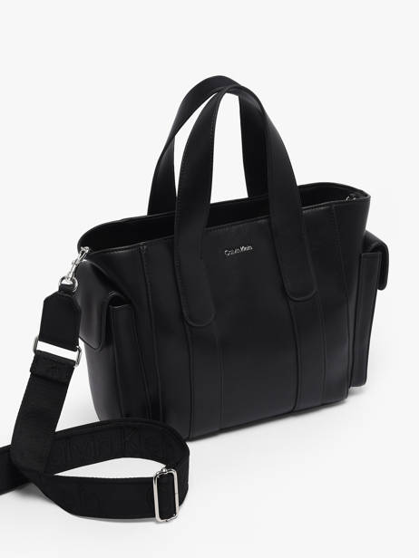 Sac Porté Main Signature Logo Strap Polyurethane Calvin klein jeans Noir signature logo strap 4F3290G vue secondaire 1