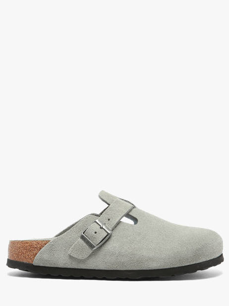 Mules Boston En Cuir Birkenstock Gris women 1031657